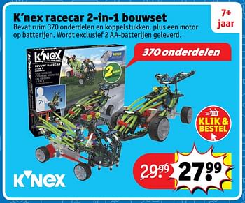 Aanbiedingen K`nex racecar 2-in-1 bouwset - K'Nex - Geldig van 23/10/2017 tot 31/12/2017 bij Kruidvat