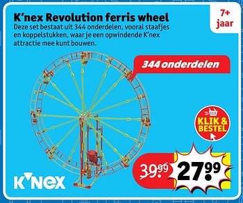 Aanbiedingen K`nex revolution ferris wheel - K'Nex - Geldig van 23/10/2017 tot 31/12/2017 bij Kruidvat