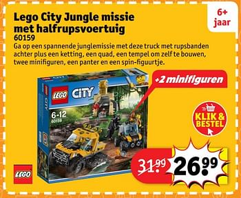 Aanbiedingen Lego city jungle missie met halfrupsvoertuig 60159 - Lego - Geldig van 23/10/2017 tot 31/12/2017 bij Kruidvat