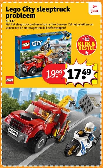 Aanbiedingen Lego city sleeptruck probleem 60137 - Lego - Geldig van 23/10/2017 tot 31/12/2017 bij Kruidvat