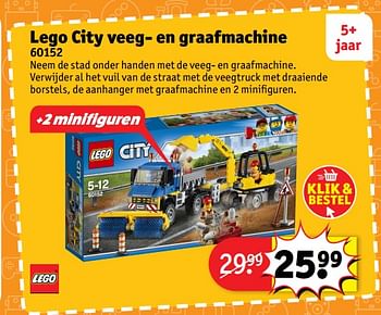 Aanbiedingen Lego city veeg- en graafmachine 60152 - Lego - Geldig van 23/10/2017 tot 31/12/2017 bij Kruidvat