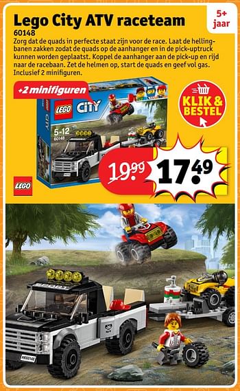 Aanbiedingen Lego city atv raceteam 60148 - Lego - Geldig van 23/10/2017 tot 31/12/2017 bij Kruidvat
