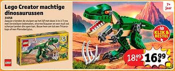 Aanbiedingen Lego creator machtige dinosaurussen 31058 - Lego - Geldig van 23/10/2017 tot 31/12/2017 bij Kruidvat