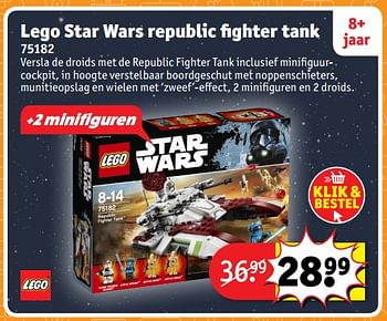 Aanbiedingen Lego star wars republic fighter tank 75182 - Lego - Geldig van 23/10/2017 tot 31/12/2017 bij Kruidvat