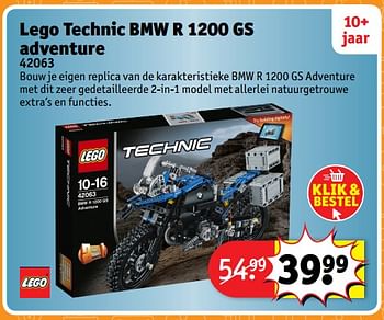Aanbiedingen Lego technic bmw r 1200 gs adventure 42063 - Lego - Geldig van 23/10/2017 tot 31/12/2017 bij Kruidvat