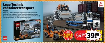 Aanbiedingen Lego technic containertransport 42062 - Lego - Geldig van 23/10/2017 tot 31/12/2017 bij Kruidvat