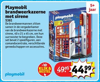 Aanbiedingen Playmobil brandweerkazerne met sirene 5361 - Playmobil - Geldig van 23/10/2017 tot 31/12/2017 bij Kruidvat