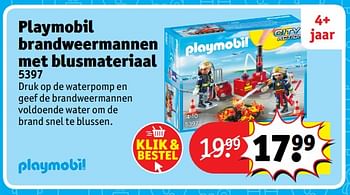 Aanbiedingen Playmobil brandweermannen met blusmateriaal 5397 - Playmobil - Geldig van 23/10/2017 tot 31/12/2017 bij Kruidvat