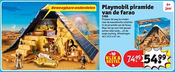 Aanbiedingen Playmobil piramide van de farao 5386 - Playmobil - Geldig van 23/10/2017 tot 31/12/2017 bij Kruidvat