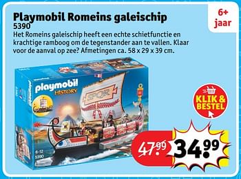 Aanbiedingen Playmobil romeins galeischip 5390 - Playmobil - Geldig van 23/10/2017 tot 31/12/2017 bij Kruidvat