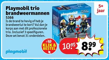 Aanbiedingen Playmobil trio brandweermannen 5366 - Playmobil - Geldig van 23/10/2017 tot 31/12/2017 bij Kruidvat