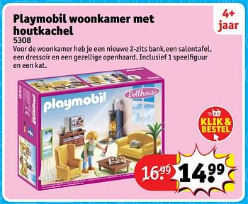 Aanbiedingen Playmobil woonkamer met houtkachel 5308 - Playmobil - Geldig van 23/10/2017 tot 31/12/2017 bij Kruidvat