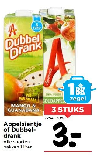 Aanbiedingen Appelsientje of dubbeldrank - Appelsientje - Geldig van 28/10/2017 tot 04/11/2017 bij Vomar