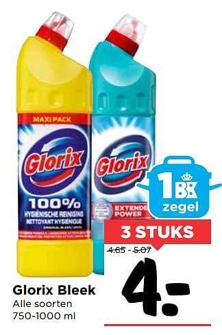 Aanbiedingen Glorix bleek - Glorix - Geldig van 28/10/2017 tot 04/11/2017 bij Vomar