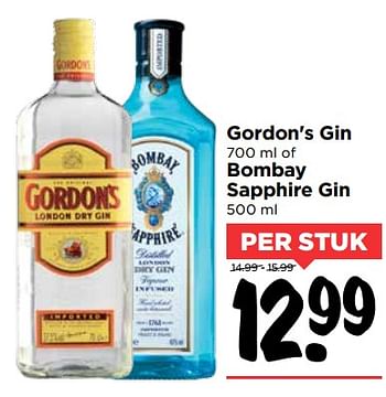 Aanbiedingen Gordon`s gin - Gordon's - Geldig van 28/10/2017 tot 04/11/2017 bij Vomar