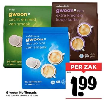 Aanbiedingen G`woon koffiepads - Gâ€™woon - Geldig van 28/10/2017 tot 04/11/2017 bij Vomar