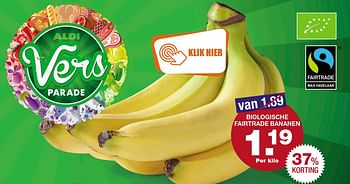 Aanbiedingen Biologische fairtrade bananen - Huismerk - Aldi - Geldig van 30/10/2017 tot 04/11/2017 bij Aldi