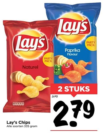 Aanbiedingen Lay`s chips - Lay's - Geldig van 28/10/2017 tot 04/11/2017 bij Vomar