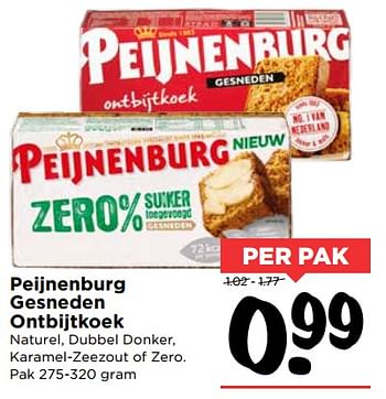 Aanbiedingen Peijnenburg gesneden ontbijtkoek - Peijnenburg - Geldig van 28/10/2017 tot 04/11/2017 bij Vomar