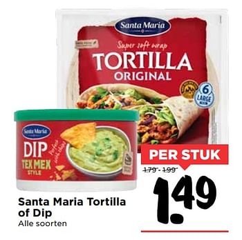 Aanbiedingen Santa maria tortilla of dip - Santa Maria - Geldig van 28/10/2017 tot 04/11/2017 bij Vomar