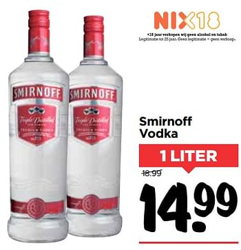 Aanbiedingen Smirnoff vodka - Smirnoff - Geldig van 28/10/2017 tot 04/11/2017 bij Vomar