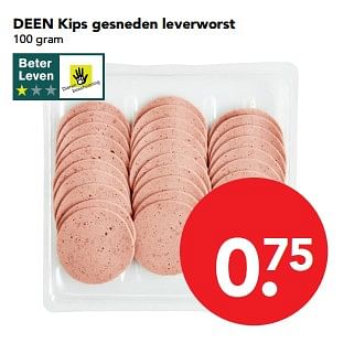 Aanbiedingen Deen kips gesneden leverworst - Huismerk deen supermarkt - Geldig van 29/10/2017 tot 04/11/2017 bij Deen Supermarkten