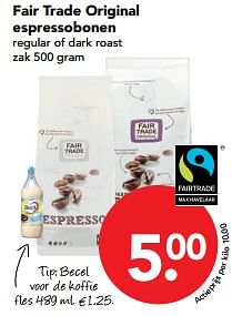 Aanbiedingen Fair trade original espressobonen - Fair Trade - Geldig van 29/10/2017 tot 04/11/2017 bij Deen Supermarkten