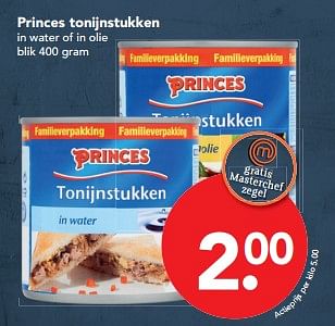 Aanbiedingen Princes tonijnstukken - Princes - Geldig van 29/10/2017 tot 04/11/2017 bij Deen Supermarkten