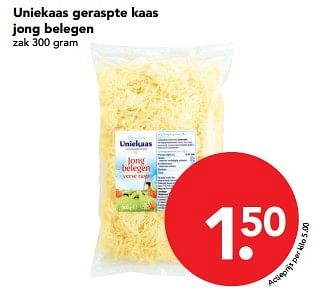 Aanbiedingen Uniekaas geraspte kaas jong belegen - Uniekaas - Geldig van 29/10/2017 tot 04/11/2017 bij Deen Supermarkten