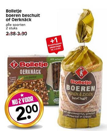 Aanbiedingen Bolletje boeren beschuit of oerknäck - Bolletje - Geldig van 29/10/2017 tot 04/11/2017 bij Em-té