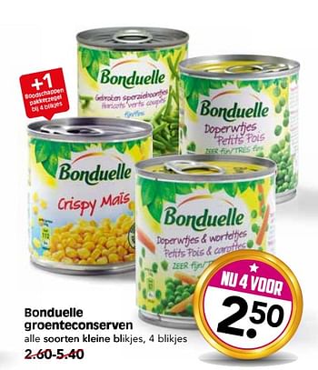 Aanbiedingen Bonduelle groenteconserven - Bonduelle - Geldig van 29/10/2017 tot 04/11/2017 bij Em-té