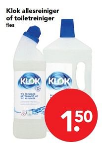 Aanbiedingen Klok allesreiniger of toiletreiniger - Klok - Geldig van 29/10/2017 tot 04/11/2017 bij Deen Supermarkten