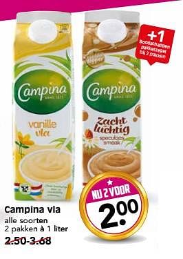 Aanbiedingen Campina vla - Campina - Geldig van 29/10/2017 tot 04/11/2017 bij Em-té