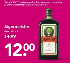 Aanbiedingen Jägermeister - Jagermeister - Geldig van 29/10/2017 tot 04/11/2017 bij Em-té