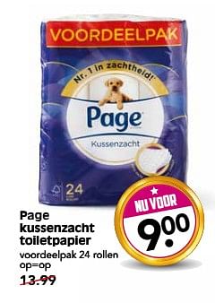 Aanbiedingen Page kussenzacht toiletpapier - Page - Geldig van 29/10/2017 tot 04/11/2017 bij Em-té