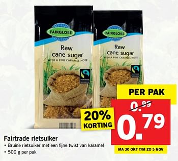 Aanbiedingen Fairtrade rietsuiker - Fairglobe - Geldig van 30/10/2017 tot 05/11/2017 bij Lidl