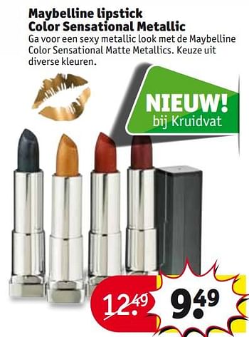 Aanbiedingen Maybelline lipstick color sensational metallic - Maybelline - Geldig van 24/10/2017 tot 05/11/2017 bij Kruidvat