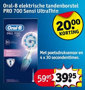Aanbiedingen Oral-b elektrische tandenborstel pro 700 sensi ultrathin - Oral-B - Geldig van 24/10/2017 tot 05/11/2017 bij Kruidvat
