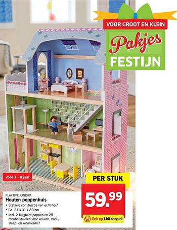 Aanbiedingen Houten poppenhuis - Playtive Junior - Geldig van 30/10/2017 tot 05/11/2017 bij Lidl