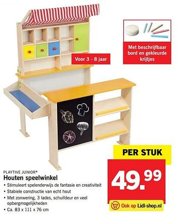 Aanbiedingen Houten speelwinkel - Playtive Junior - Geldig van 30/10/2017 tot 05/11/2017 bij Lidl