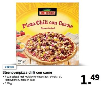 Aanbiedingen Steenovenpizza chili con carne - El Tequito - Geldig van 30/10/2017 tot 05/11/2017 bij Lidl