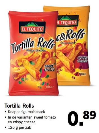 Aanbiedingen Tortilla rolls - El Tequito - Geldig van 30/10/2017 tot 05/11/2017 bij Lidl
