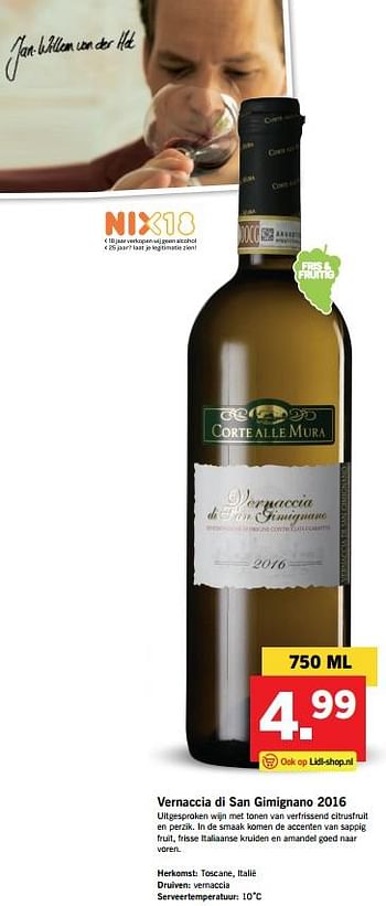 Aanbiedingen Vernaccia di san gimignano 2016 - Witte wijnen - Geldig van 30/10/2017 tot 05/11/2017 bij Lidl