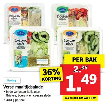 Aanbiedingen Verse maaltijdsalade - Saladinettes - Geldig van 30/10/2017 tot 05/11/2017 bij Lidl