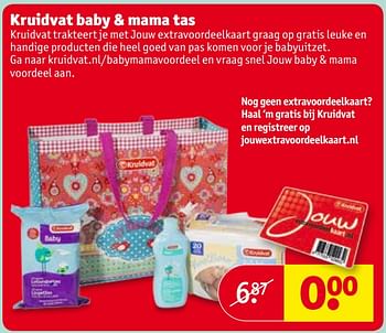 Aanbiedingen Kruidvat baby + mama tas - Huismerk - Kruidvat - Geldig van 24/10/2017 tot 05/11/2017 bij Kruidvat