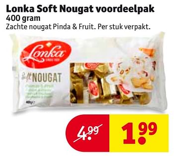 Aanbiedingen Lonka soft nougat voordeelpak - Lonka - Geldig van 24/10/2017 tot 05/11/2017 bij Kruidvat