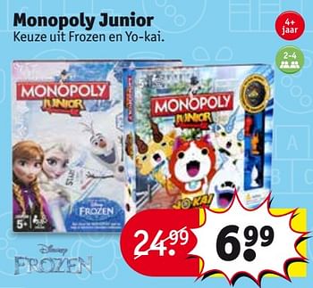 Aanbiedingen Monopoly junior - Disney  Frozen - Geldig van 24/10/2017 tot 05/11/2017 bij Kruidvat