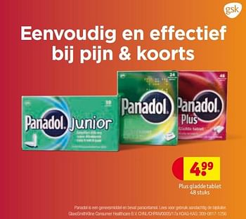 Aanbiedingen Plus gladde tablet - Panadol - Geldig van 24/10/2017 tot 05/11/2017 bij Kruidvat