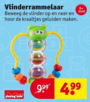 Aanbiedingen Vlinderrammelaar - Playing Kids - Geldig van 24/10/2017 tot 05/11/2017 bij Kruidvat