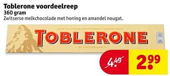 Aanbiedingen Toblerone voordeelreep - Toblerone - Geldig van 24/10/2017 tot 05/11/2017 bij Kruidvat
